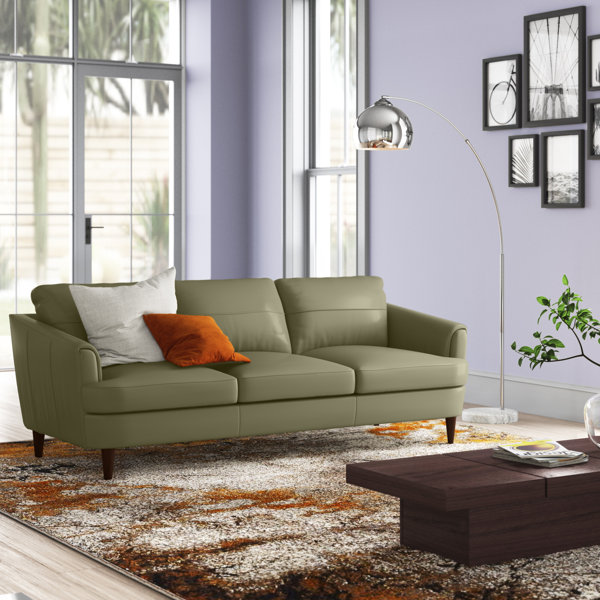 Corrigan Studio® Bova 83" Genuine Leather Recessed Arm Sofa & Reviews